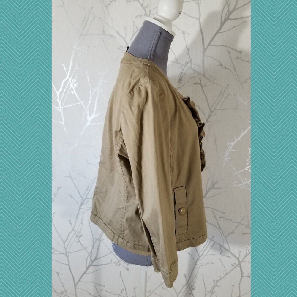 Talbots Tan Ruffle Front Boxy Fit Jacket - Picture 3 of 6